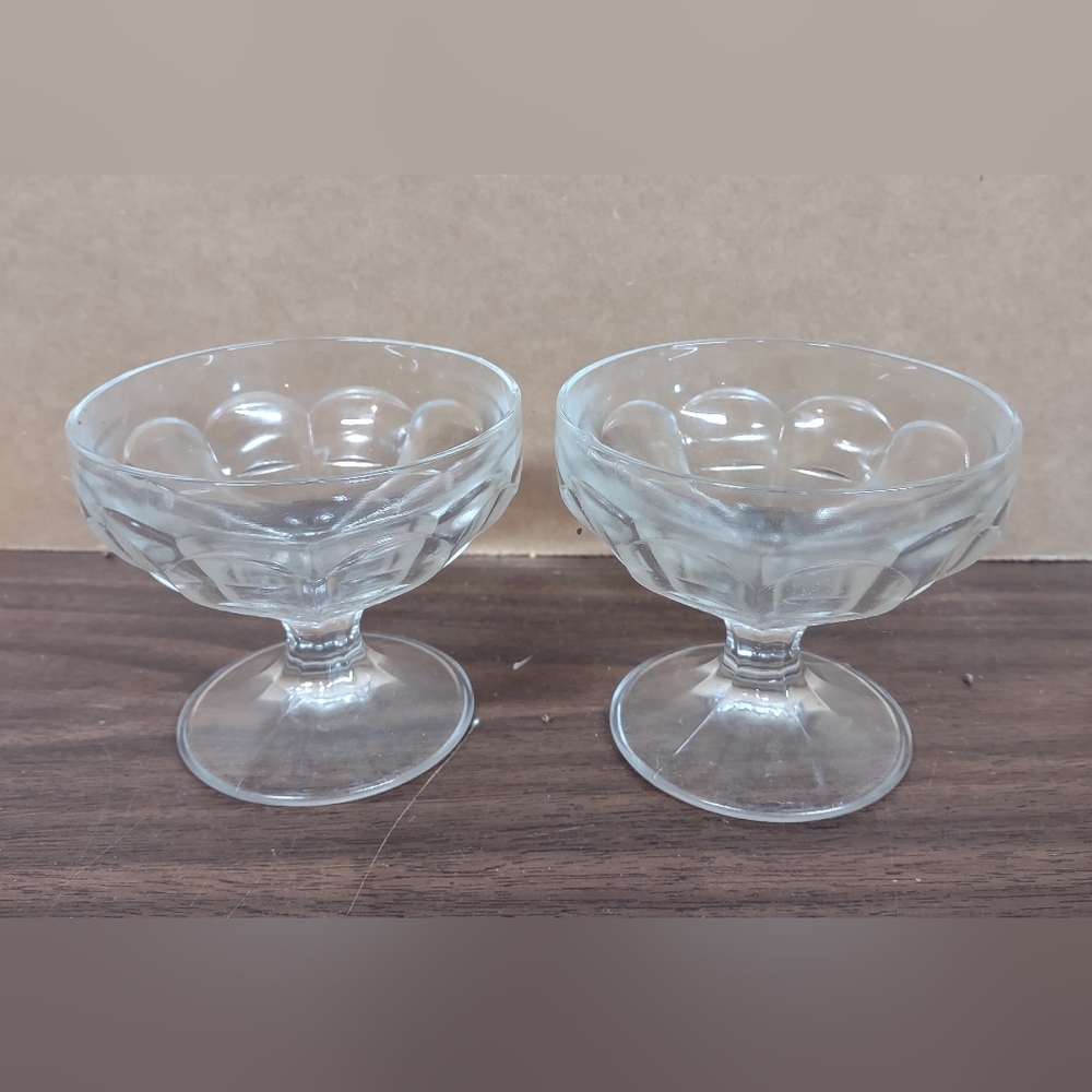 Vintage Depression Glass Sherbet Dessert Cups Set Of 2